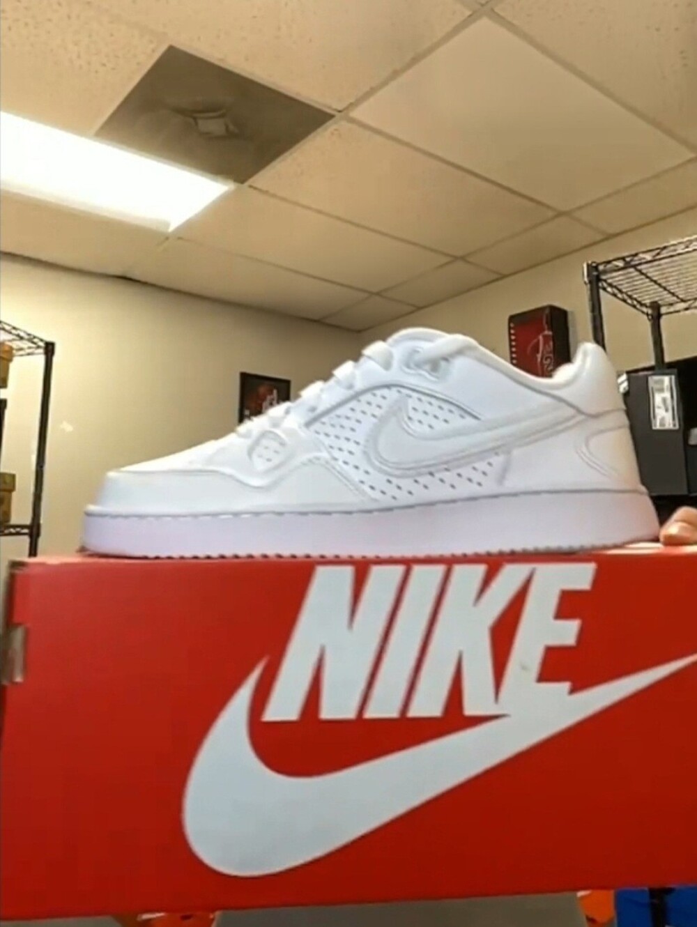 Nike Son of Force White Kids Low-Top Sneakers with Swoosh